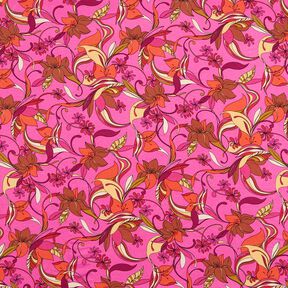 Viskosjersey Vackra blommor – purpur/eldröd, 