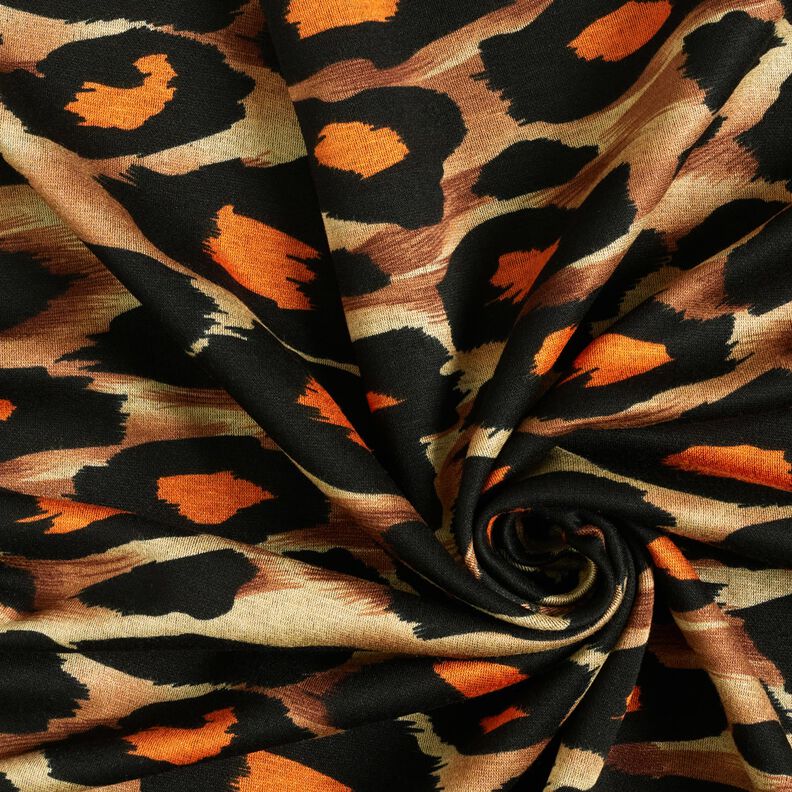 Viskosjersey Stora leopardfläckar – brun/brandgul,  image number 3