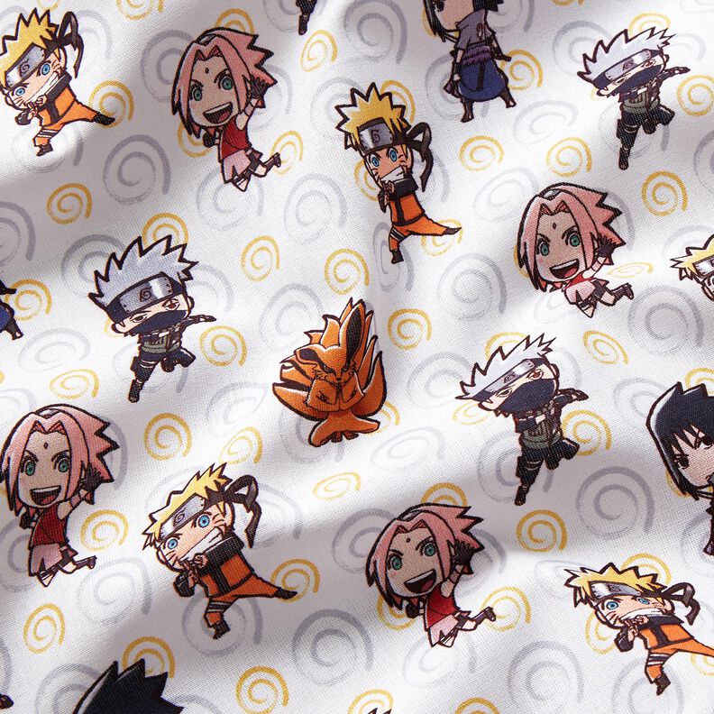 Bomullspoplin Chibi Naruto Licenstyg – vit,  image number 2