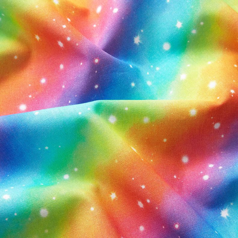 Bomullspoplin regnbågs-stjärnstoft Digitaltryck – kungsblått/färgmix,  image number 2
