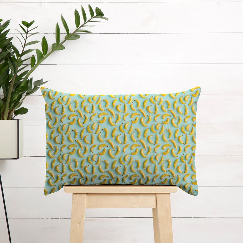 Bomullstyg Poplin bananer – eukalyptus/solgult, image number 6