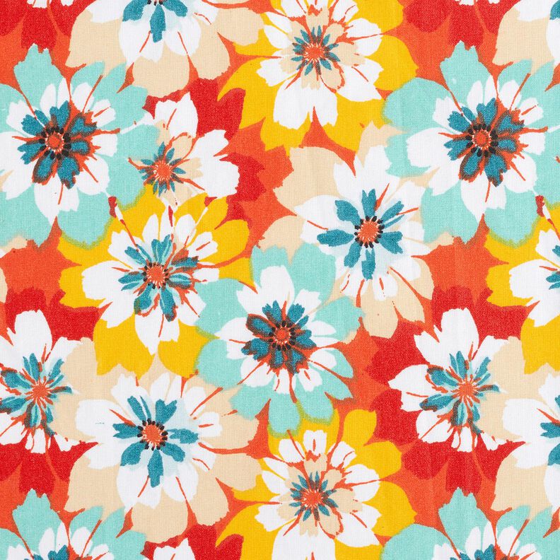 Behandlad bomull Vårblommor – mint/terracotta,  image number 1