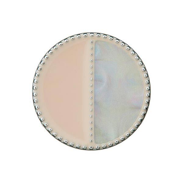 Metall-polyesterknapp med ögla [ Ø23 mm ] – grått/beige,  image number 1