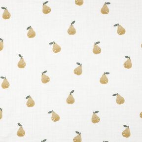 Muslin/Dubbel-krinkelväv päron Digitaltryck | Poppy Fabrics – vit/gul oliv, 