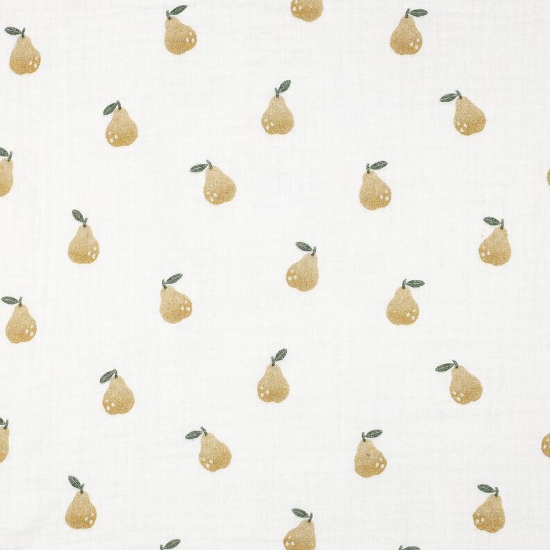 Muslin/Dubbel-krinkelväv päron Digitaltryck | Poppy Fabrics – vit/gul oliv,  image number 1
