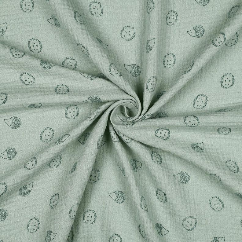 Muslin/Dubbel-krinkelväv igelkott | Poppy Fabrics – ljus mint/mörkgrön,  image number 3