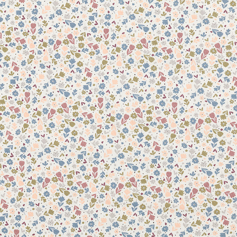 Bomullsjersey söta blommor  – yllevit,  image number 1