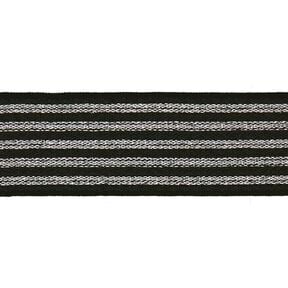 Randigt gummiband [ Bredd: 25 mm ] – svart/silver, 