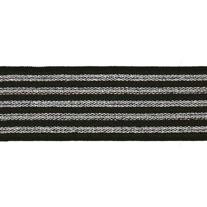 Randigt gummiband [ Bredd: 25 mm ] – svart/silver,  image number 1