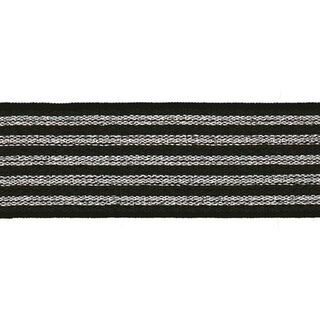 Randigt gummiband [ Bredd: 25 mm ] – svart/silver, 