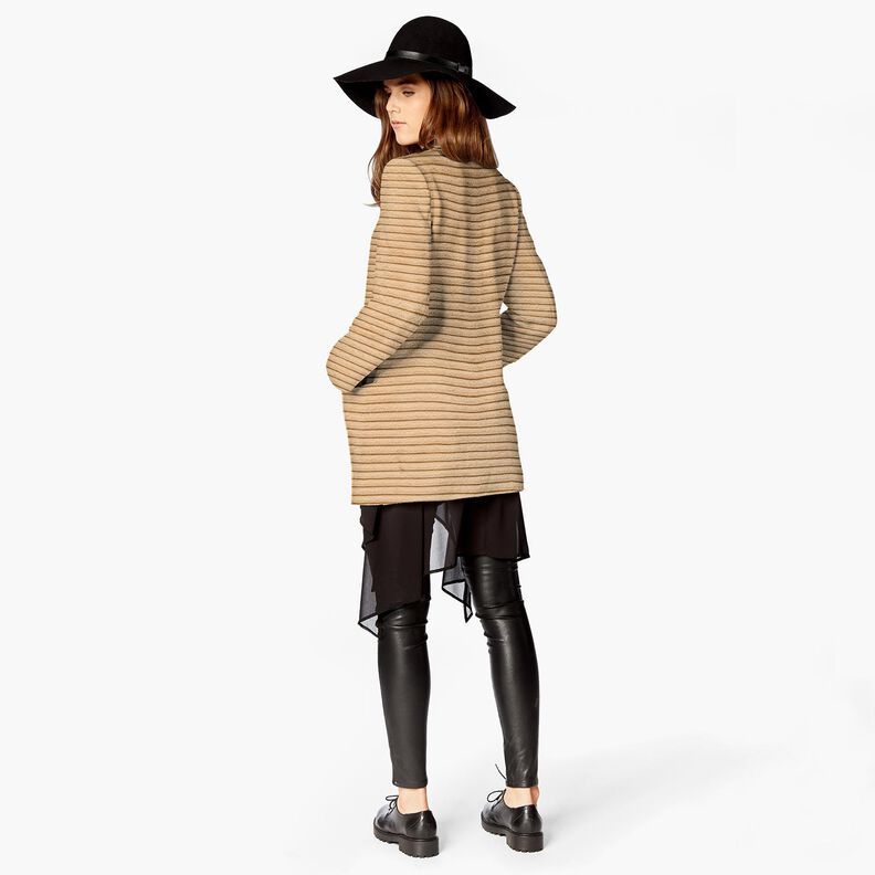 Fuskpäls med breda horisontella ränder – beige, image number 5