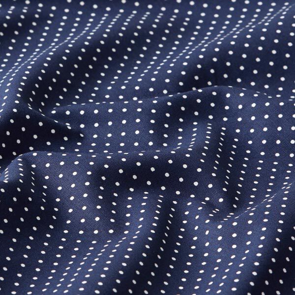 Bomullspoplin Små prickar – marinblått/vit,  image number 2