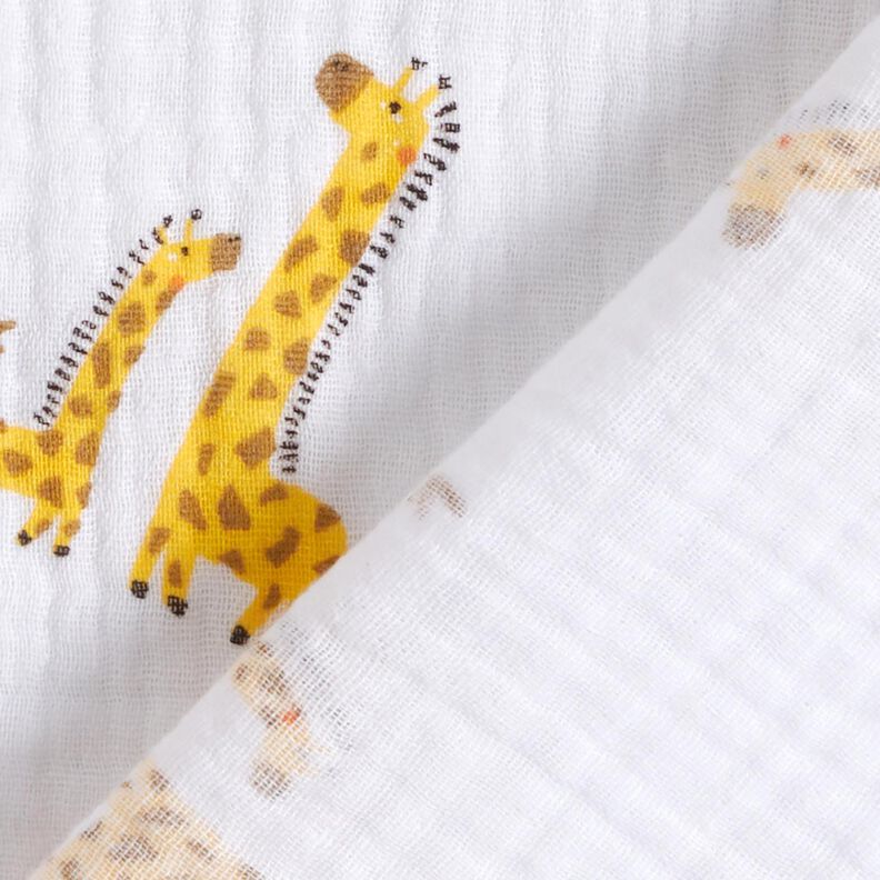 Muslin/Dubbel-krinkelväv Giraffer – vit/solgult,  image number 4
