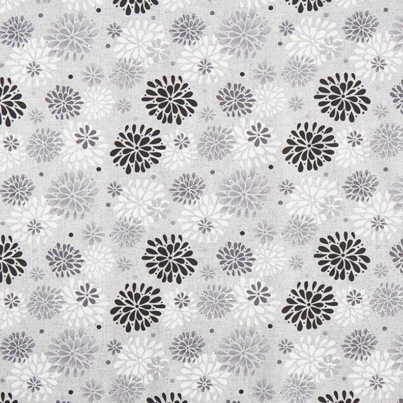 Dekorationstyg Canvas Blommor – grått/vit,  image number 1