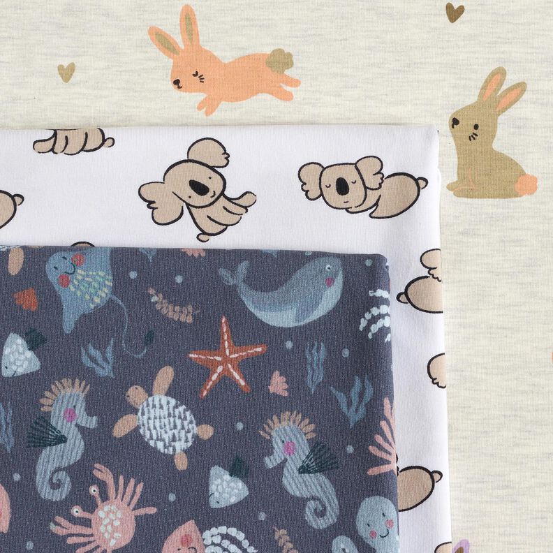 Bomullsjersey Kaniner och hjärtan | Poppy Fabrics – yllevit,  image number 5