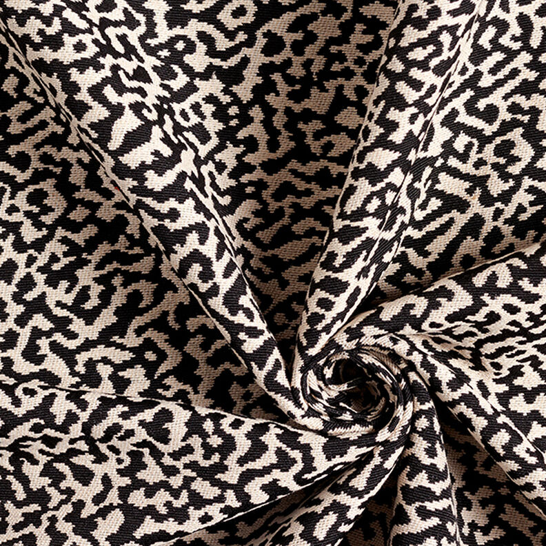 Möbeltyg Jacquard Abstrakt leopardmönster stort – svart/sand,  image number 3