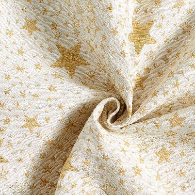 Dekorationstyg Jacquard Lurex Hav av stjärnor – ljusbeige/guld, image number 3