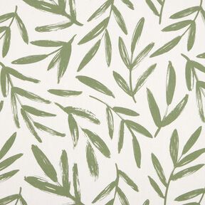 Dekorationstyg Halvpanama minimalistiska blad – pinjegrön/natur, 