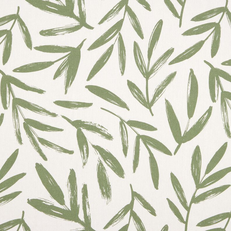 Dekorationstyg Halvpanama minimalistiska blad – pinjegrön/natur, image number 1
