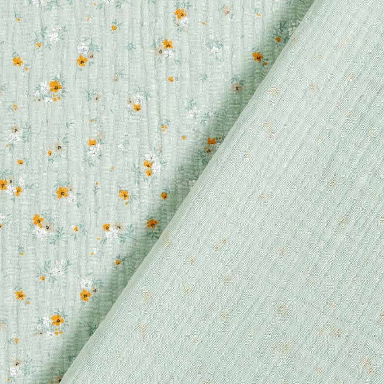 Muslin/Dubbel-krinkelväv romantiska blommor – ljus mint,  image number 4