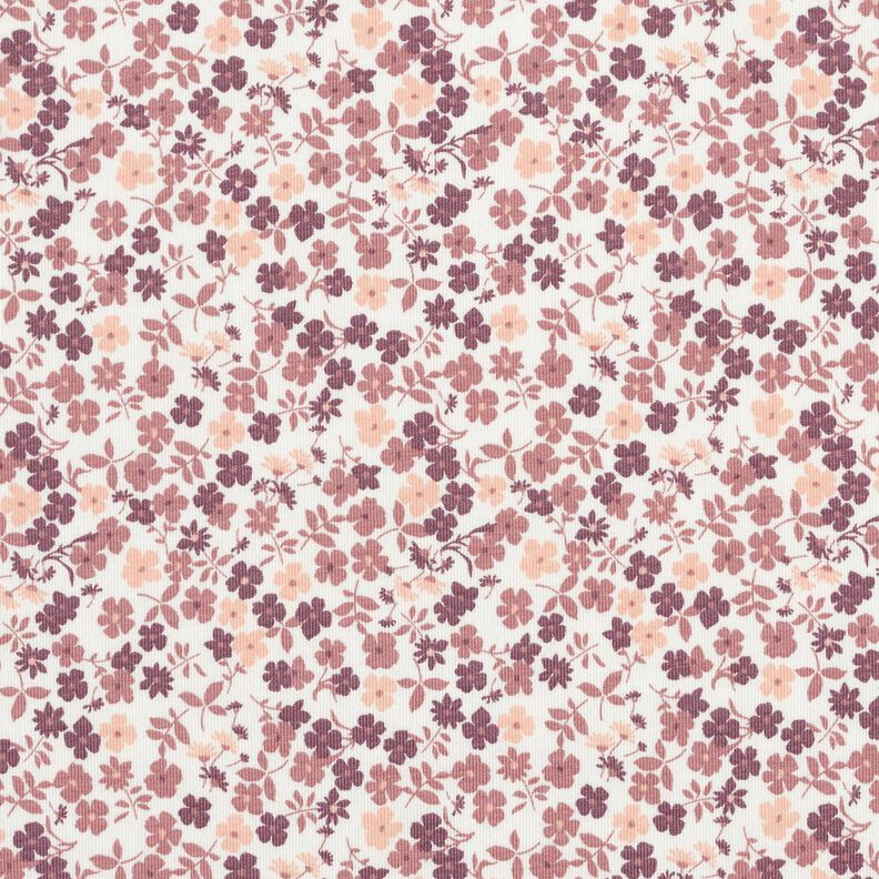 Bomullsjersey blomsterhav &ndash; vit/lila,  image number 1