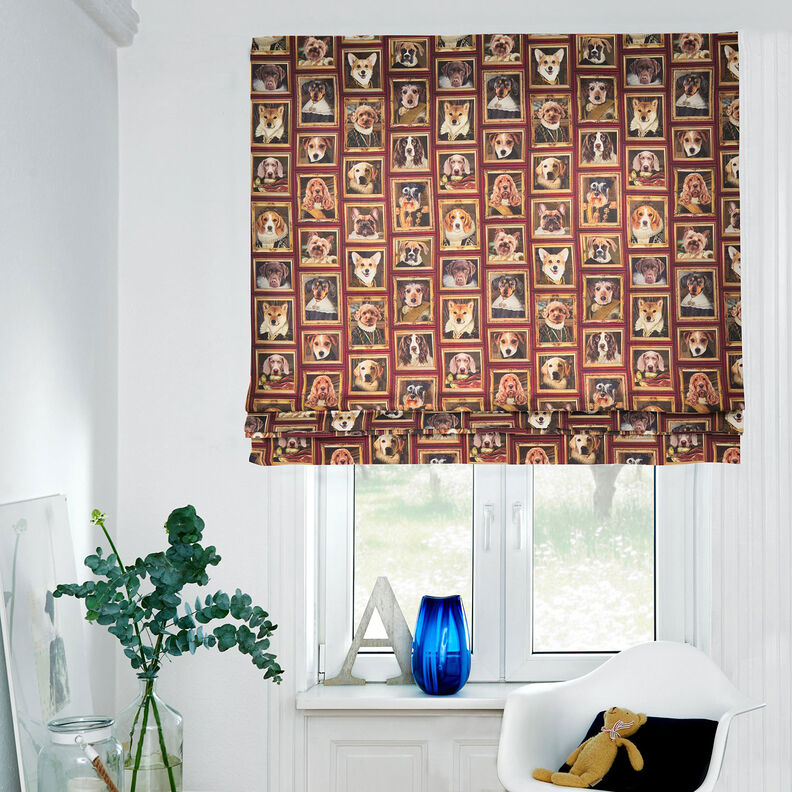 Dekorationstyg Halvpanama Hundporträtt – kaminrött/guld,  image number 7