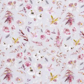 Ribbad jersey Digitalt tryck av fina vildblommor &ndash; pastellfl&auml;der/r&ouml;dlila, 