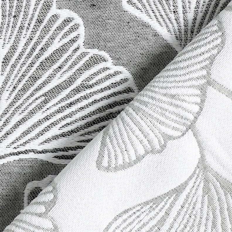 Dekorationstyg Jacquard stor ginkgo – granit/elfenbensvit,  image number 4