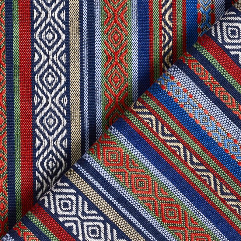 Dekorationstyg Jacquard abstrakta ränder – marinblått/kaminrött, image number 4