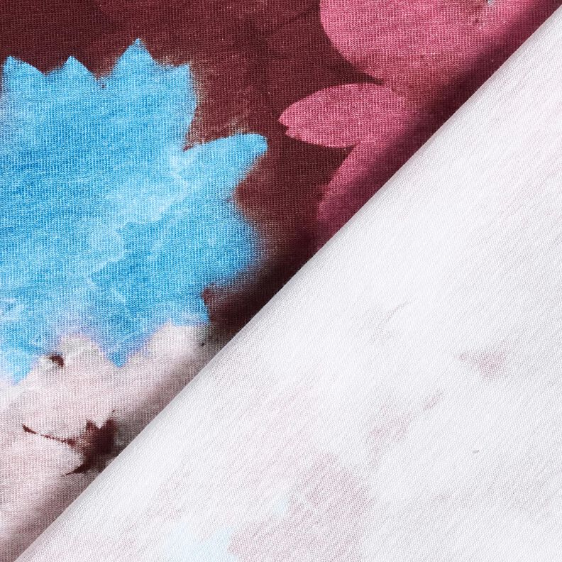 Bomullsjersey Suddiga blommor digitaltryck &ndash; merlot/bl&aring;,  image number 4