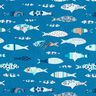 Bomullstyg Kretong abstrakta fiskar – blå,  thumbnail number 1