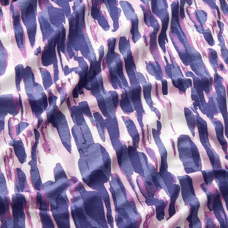 Viskosjersey Penselstreck – vit/blålila,  image number 2
