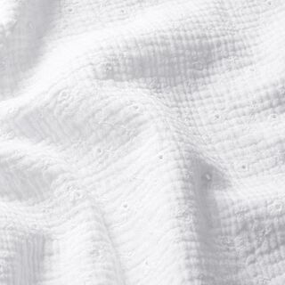 Muslin hålbroderi Blommor – vit, 
