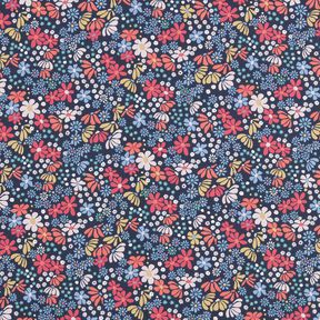 Bomullstyg Kretong blandade blommor – nattblå, 