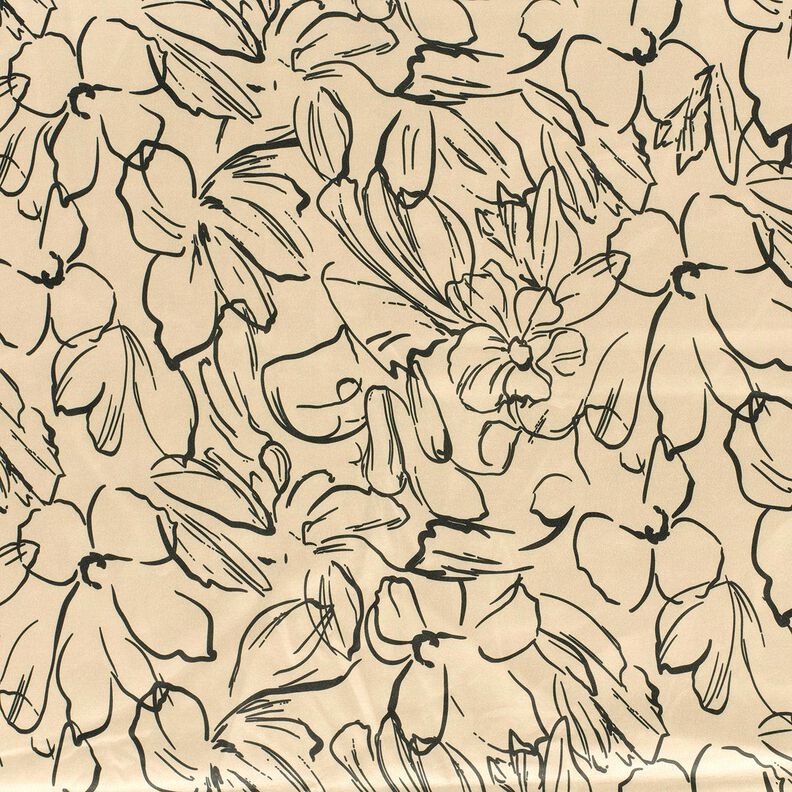 stretch velour blomsterskisser – sand/svart, image number 1