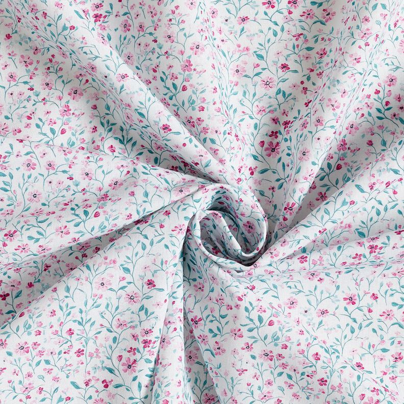 Bomullstyg Poplin ljuva blommor – pepparmynta/pastellviolett, image number 3