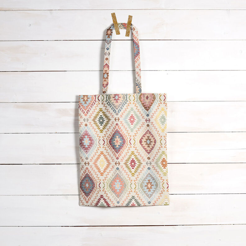 Dekorationstyg Jacquard Indisk matta – ljusbeige,  image number 10