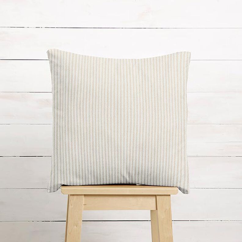 Dekorationstyg Jacquard diskreta ränder – mörkbeige,  image number 6
