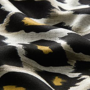 Viskosjersey Stora leopardfläckar – ljusgrått/currygul, 