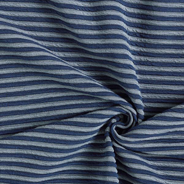 Stickat tyg cloqué Tvärränder – marinblått/grått,  image number 3
