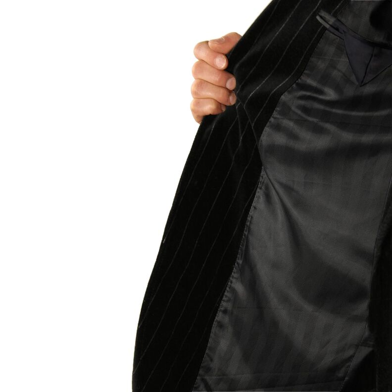 Fodertyg Jacquard fiskbensmönster – svart,  image number 5