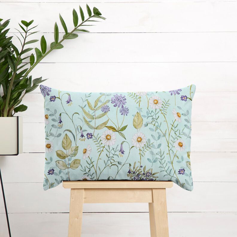 Bomullstyg Poplin vilda blommor – ljus mint/lavender,  image number 6