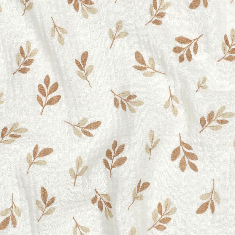 Muslin/Dubbel-krinkelväv kvistar | Poppy Fabrics – elfenbensvit/moka, image number 2