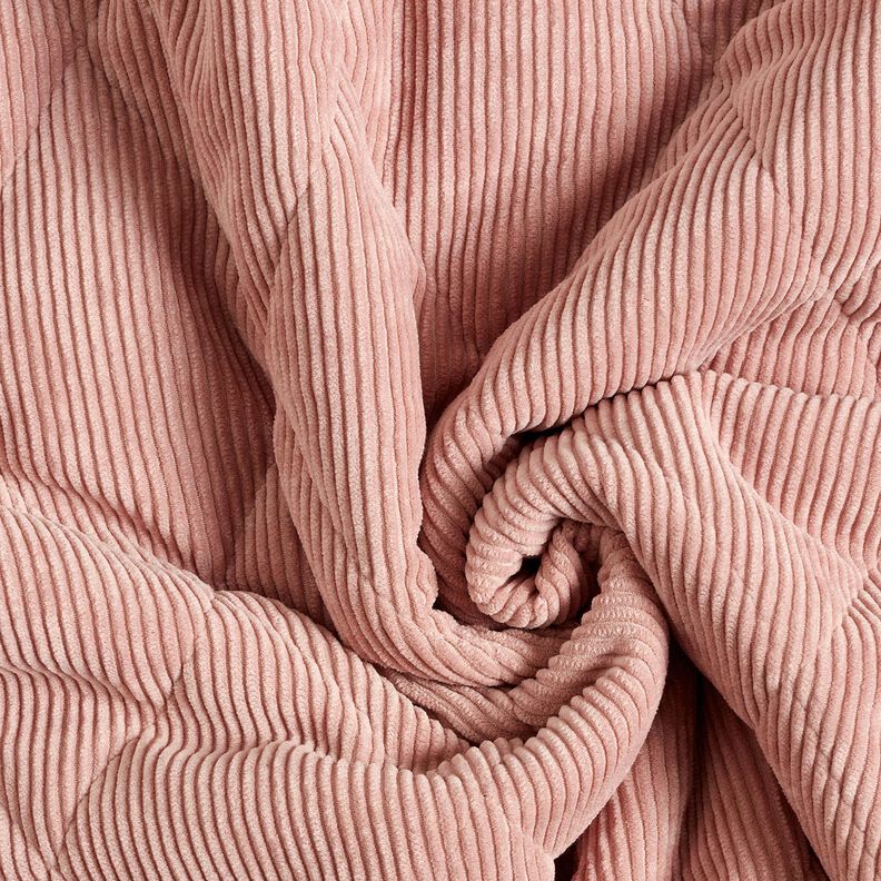 Quiltat tyg Manchester med undersida i päls med romber – gammalt rosa, image number 4