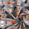 Bomullstyg Poplin Happy Halloween – elefantgrå/ljusorange,  thumbnail number 3