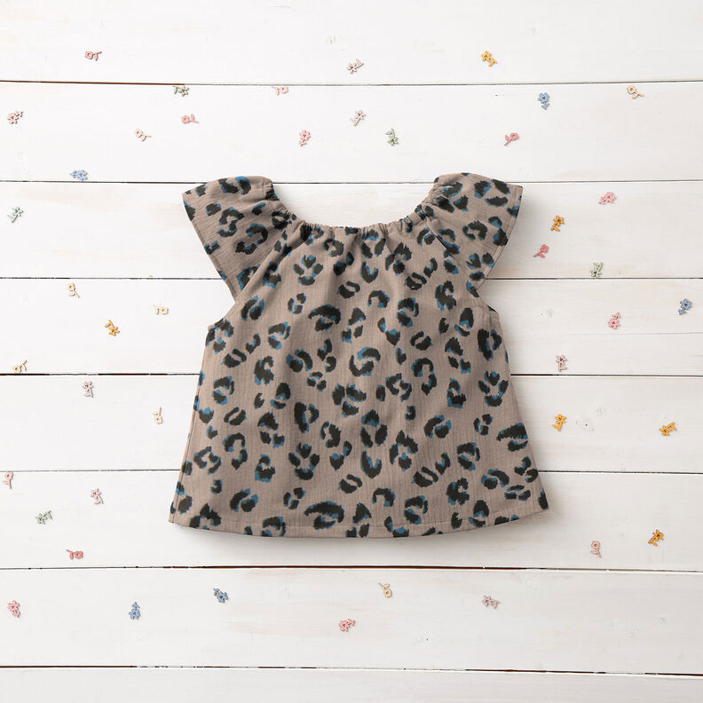 Muslin/Dubbel-krinkelväv Leopardmönster – mullvad/petrol,  image number 6