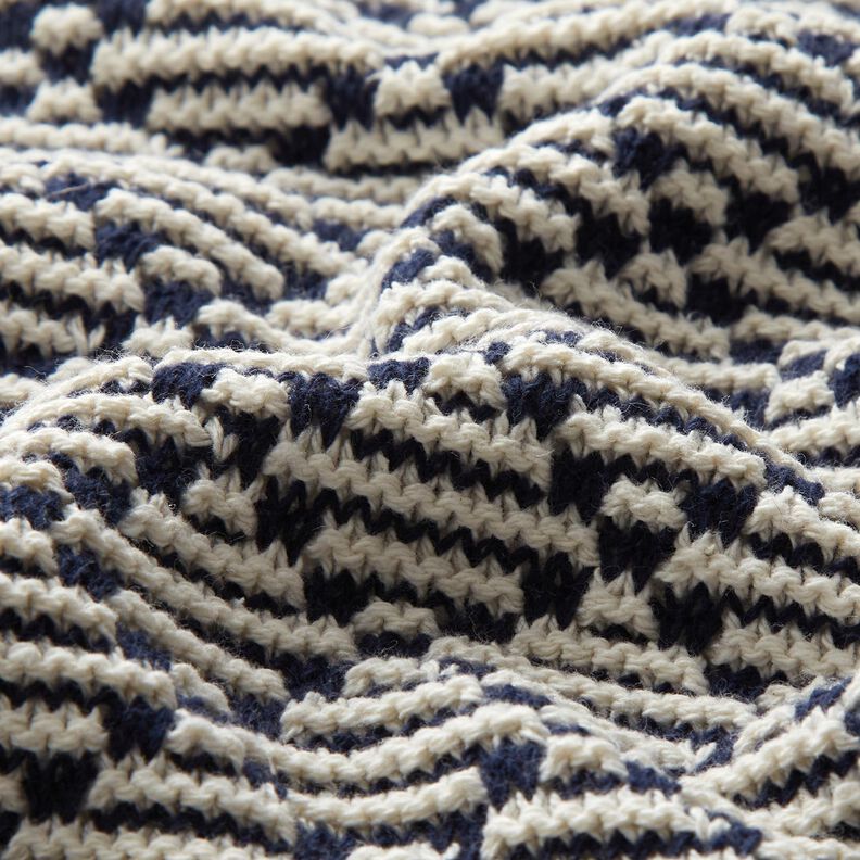 grovstickad bomull romber – vit/marinblått,  image number 2