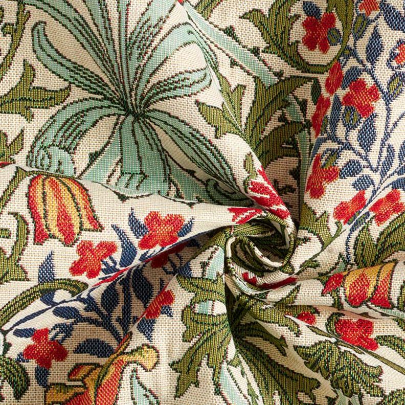 Dekorationstyg Gobeläng blommigt motiv i jugendstil – kräm/ljusgrön,  image number 3