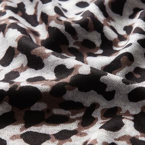Viskosjersey Litet leopardmönster – choklad/silvergrå, 