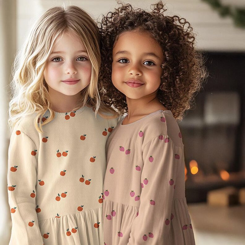 GOTS Bomullsjersey apelsiner | Poppy Fabrics – ljusbeige/karamell,  image number 5